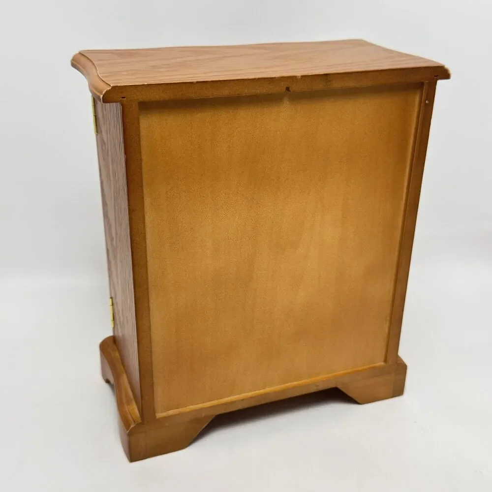 Vintage Wooden Jewelry Box Armoire Wood Tabletop Jewelry Organizer With Mirror